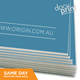 Stack of blue waterproof corflute signs, custom printed and supplied by Docuprint in Fremantle, Perth, Australia

